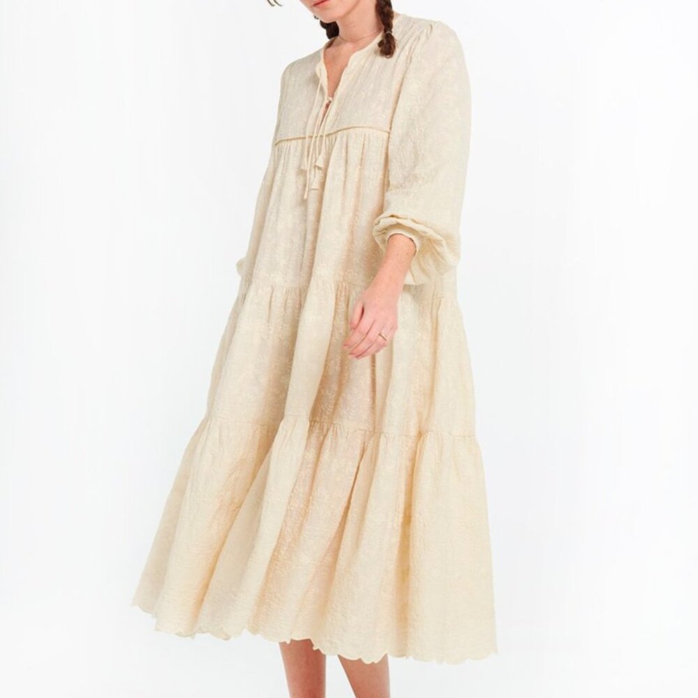 MATTA NY Yamini Embroidered Dress Off-White Moon XL